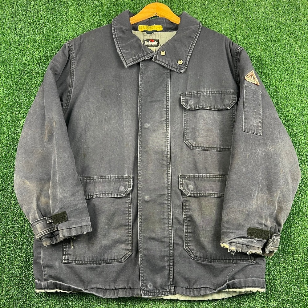 Bulwark Jacket‎ Men's M Navy Blue Flame Resistant Insulated Workwear Canvas FR